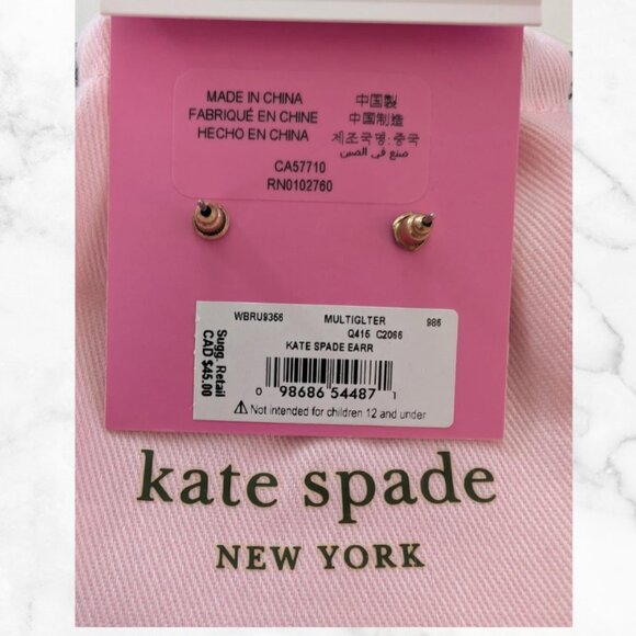 NWT | KATE SPADE NEW YORK Square Stud Earrings 1/2" Gold Plated - Picture 5 of 6